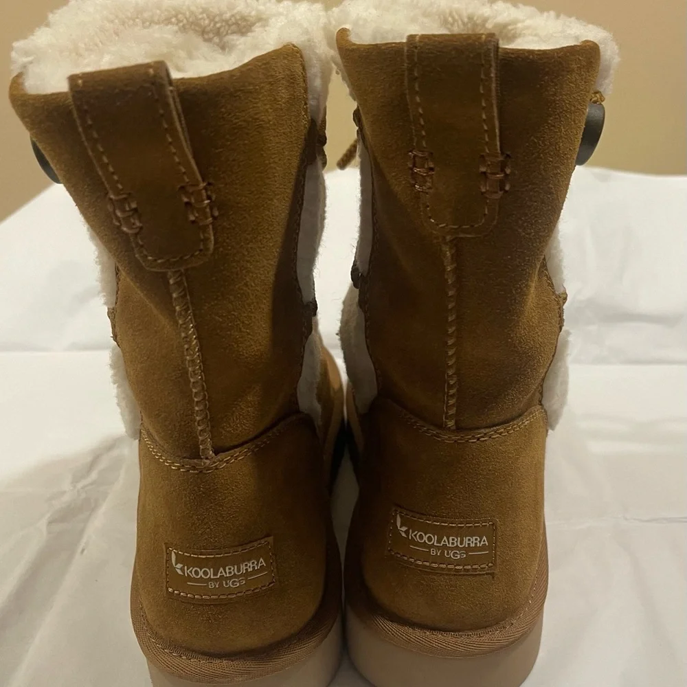 Koolaburra BY UGG 66 MICHON SHORT CHESTNUT SUEDE Winter Boots NWOT Size 10